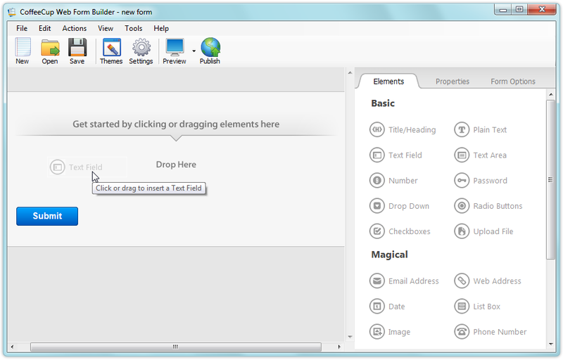 CoffeeCup Web Form Builder Screenshot